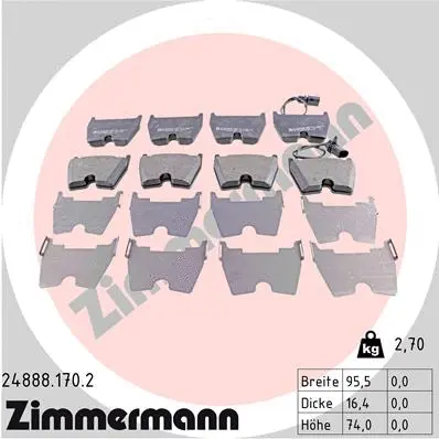 24888.170.2 ZIMMERMANN Комплект тормозных колодок, дисковый тормоз (фото 1)