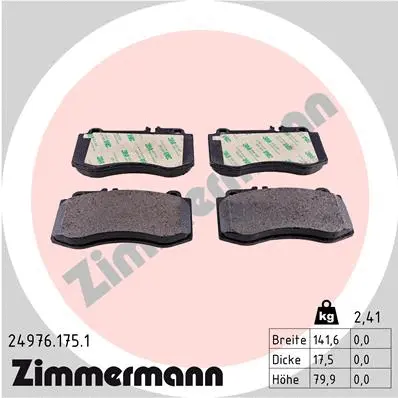 24976.175.1 ZIMMERMANN Комплект тормозных колодок, дисковый тормоз (фото 1)