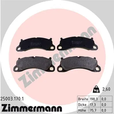 25003.170.1 ZIMMERMANN Комплект тормозных колодок, дисковый тормоз (фото 1)