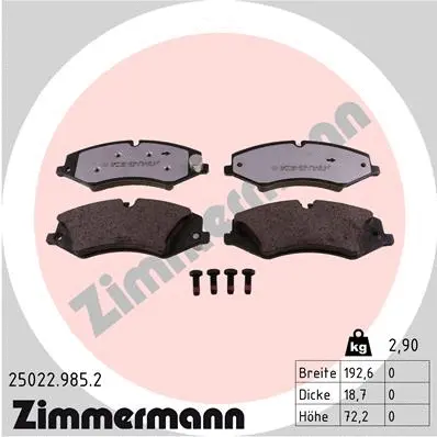 25022.985.2 ZIMMERMANN Комплект тормозных колодок, дисковый тормоз (фото 1)