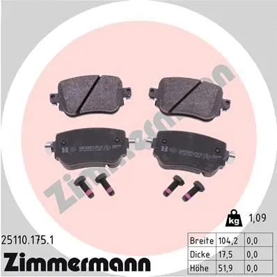 25110.175.1 ZIMMERMANN Комплект тормозных колодок, дисковый тормоз (фото 1)