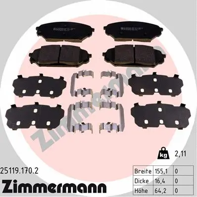 25119.170.2 ZIMMERMANN Комплект тормозных колодок, дисковый тормоз (фото 1)