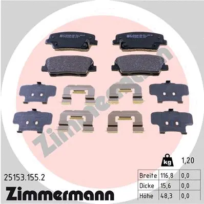 25153.155.2 ZIMMERMANN Комплект тормозных колодок, дисковый тормоз (фото 1)