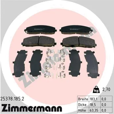 25378.185.2 ZIMMERMANN Комплект тормозных колодок, дисковый тормоз (фото 1)