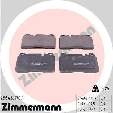25643.170.1 ZIMMERMANN Комплект тормозных колодок, дисковый тормоз (фото 1)