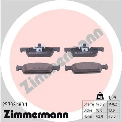 25702.180.1 ZIMMERMANN Комплект тормозных колодок, дисковый тормоз (фото 1)