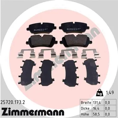 25720.173.2 ZIMMERMANN Комплект тормозных колодок, дисковый тормоз (фото 1)