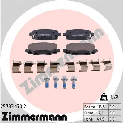 25733.170.2 ZIMMERMANN Комплект тормозных колодок, дисковый тормоз (фото 1)