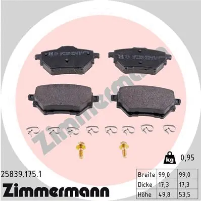 25839.175.1 ZIMMERMANN Комплект тормозных колодок, дисковый тормоз (фото 1)