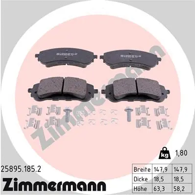 25895.185.2 ZIMMERMANN Комплект тормозных колодок, дисковый тормоз (фото 1)