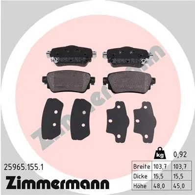 25965.155.1 ZIMMERMANN Комплект тормозных колодок, дисковый тормоз (фото 1)