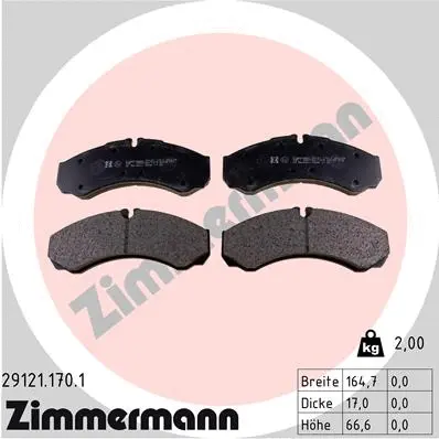 29121.170.1 ZIMMERMANN Комплект тормозных колодок, дисковый тормоз (фото 1)