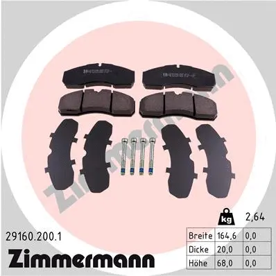 29160.200.1 ZIMMERMANN Комплект тормозных колодок, дисковый тормоз (фото 1)