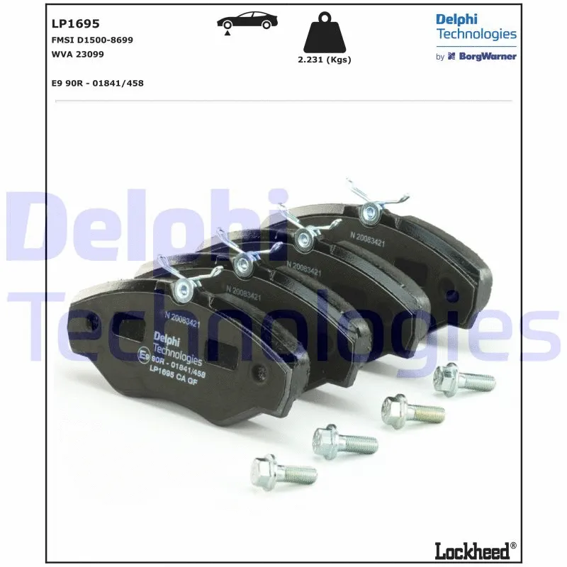 LP1695 DELPHI Комплект тормозных колодок, дисковый тормоз (фото 2)
