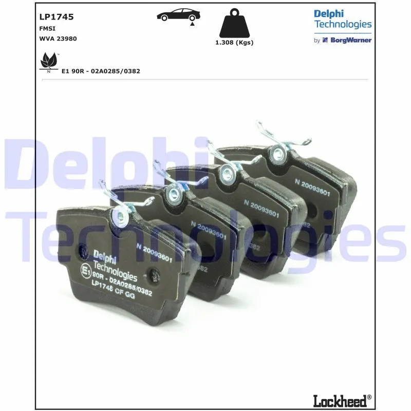 LP1745 DELPHI Комплект тормозных колодок, дисковый тормоз (фото 2)