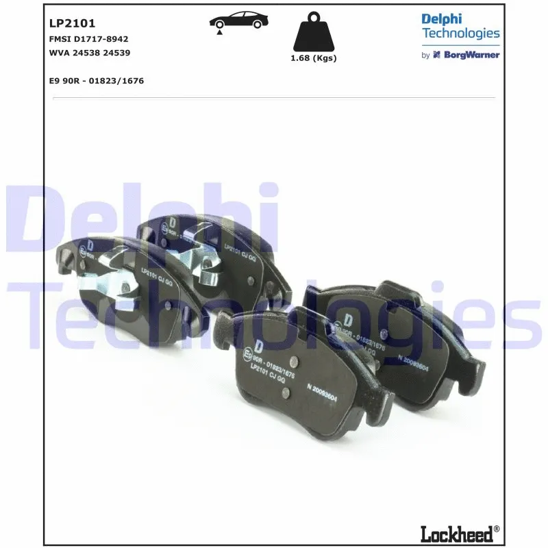 LP2101 DELPHI Комплект тормозных колодок, дисковый тормоз (фото 2)