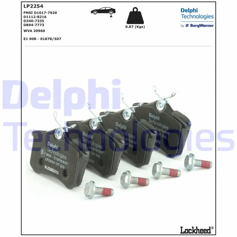 LP2254 DELPHI Комплект тормозных колодок, дисковый тормоз (фото 2)