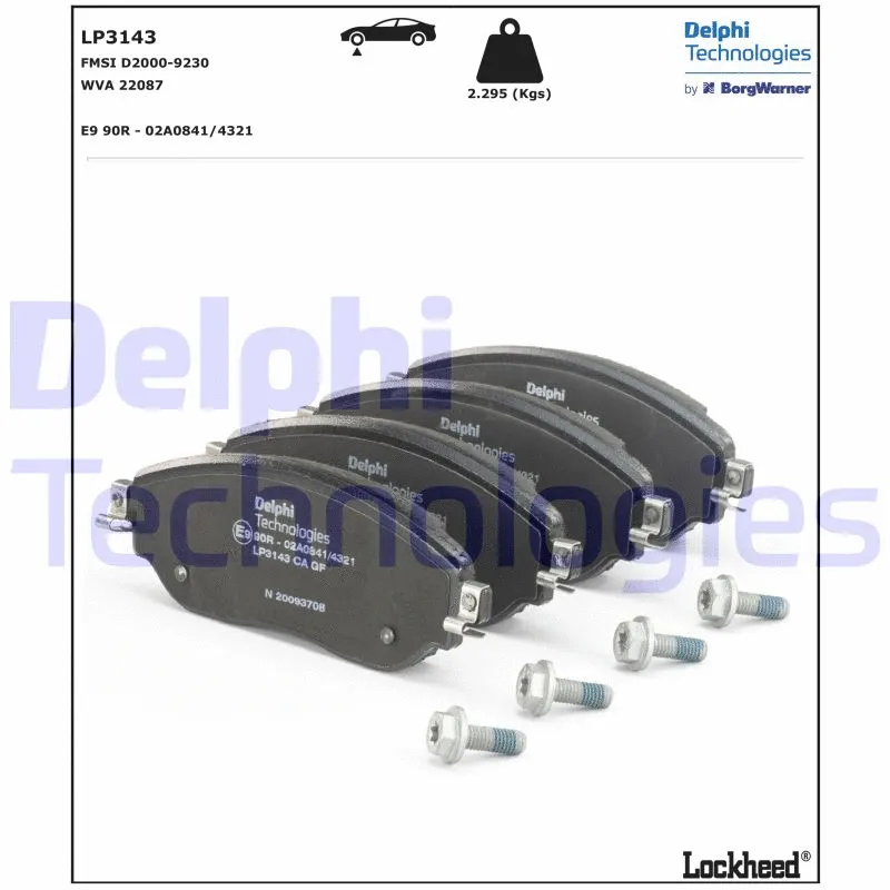 LP3143 DELPHI Комплект тормозных колодок, дисковый тормоз (фото 2)