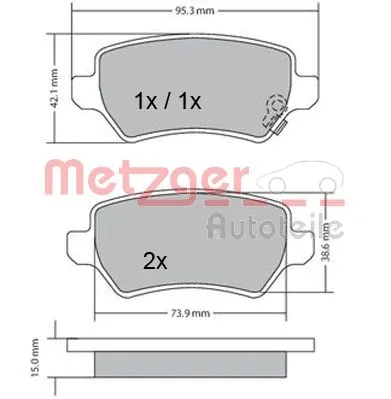 1170004 METZGER Комплект тормозных колодок, дисковый тормоз (фото 4)