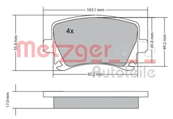 1170005 METZGER Комплект тормозных колодок, дисковый тормоз (фото 2)