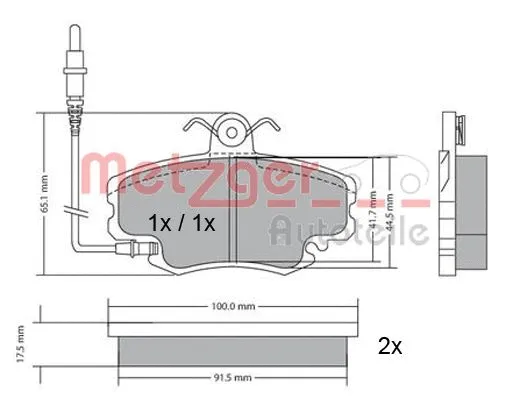 1170009 METZGER Комплект тормозных колодок, дисковый тормоз (фото 3)