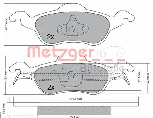 1170038 METZGER Комплект тормозных колодок, дисковый тормоз (фото 6)