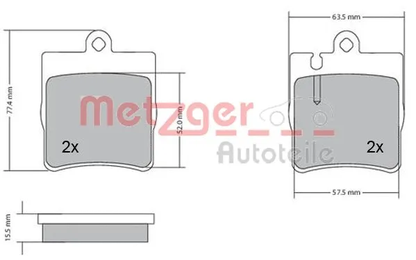 1170064 METZGER Комплект тормозных колодок, дисковый тормоз (фото 3)