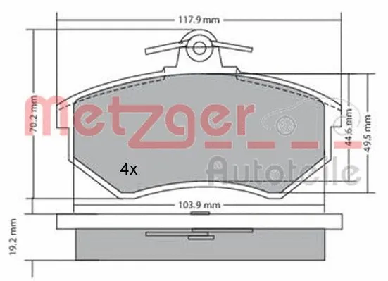 1170066 METZGER Комплект тормозных колодок, дисковый тормоз (фото 3)