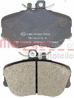 1170069 METZGER Комплект тормозных колодок, дисковый тормоз (фото 2)