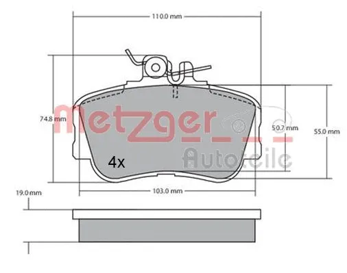 1170069 METZGER Комплект тормозных колодок, дисковый тормоз (фото 3)