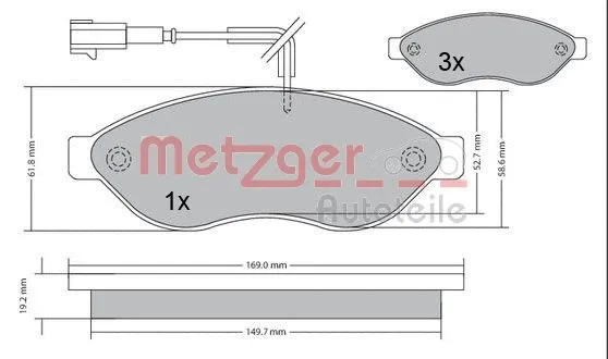 1170073 METZGER Комплект тормозных колодок, дисковый тормоз (фото 4)