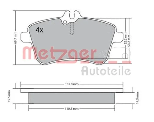 1170083 METZGER Комплект тормозных колодок, дисковый тормоз (фото 3)