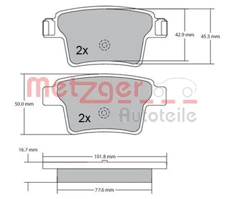 1170092 METZGER Комплект тормозных колодок, дисковый тормоз (фото 3)