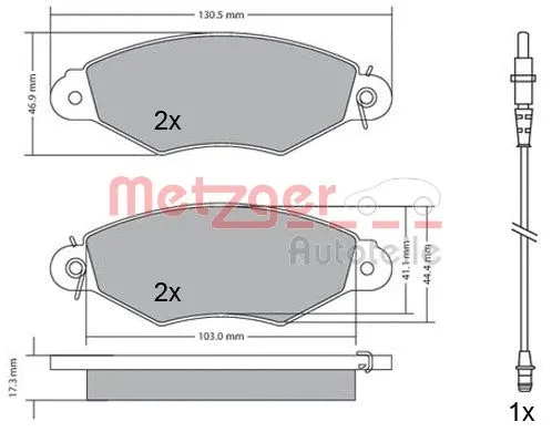 1170115 METZGER Комплект тормозных колодок, дисковый тормоз (фото 3)
