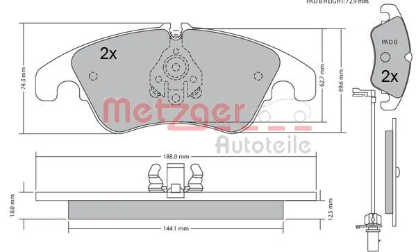 1170127 METZGER Комплект тормозных колодок, дисковый тормоз (фото 5)