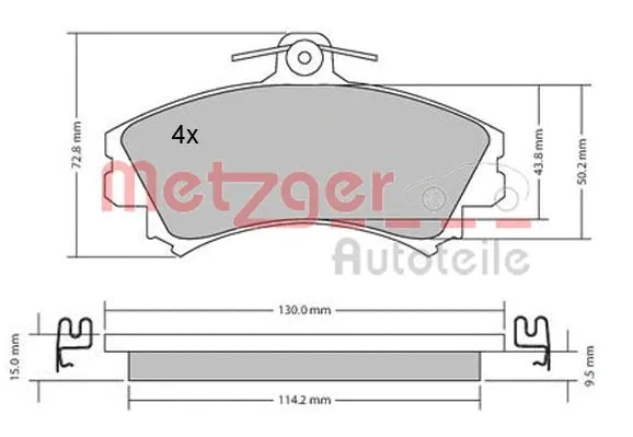 1170143 METZGER Комплект тормозных колодок, дисковый тормоз (фото 3)