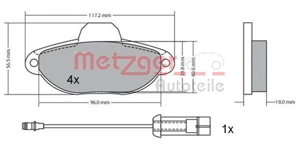 1170147 METZGER Комплект тормозных колодок, дисковый тормоз (фото 3)