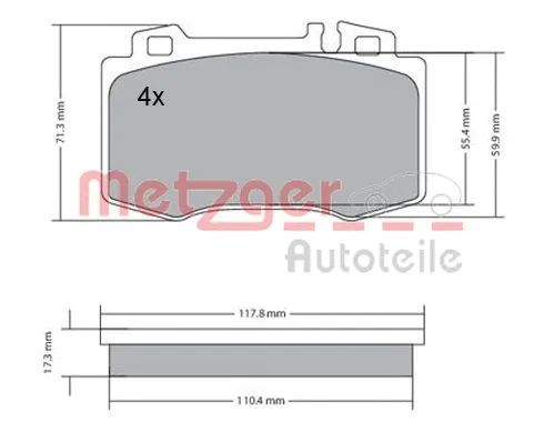 1170153 METZGER Комплект тормозных колодок, дисковый тормоз (фото 1)