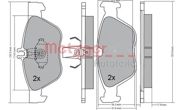 1170162 METZGER Комплект тормозных колодок, дисковый тормоз (фото 4)