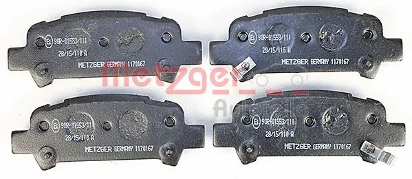 1170167 METZGER Комплект тормозных колодок, дисковый тормоз (фото 1)