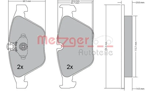 1170168 METZGER Комплект тормозных колодок, дисковый тормоз (фото 1)