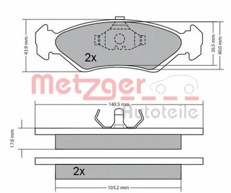1170181 METZGER Комплект тормозных колодок, дисковый тормоз (фото 5)