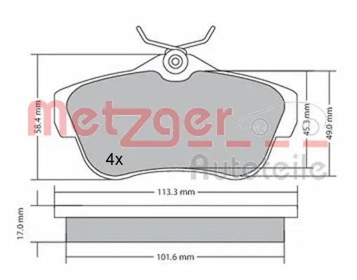 1170192 METZGER Комплект тормозных колодок, дисковый тормоз (фото 3)