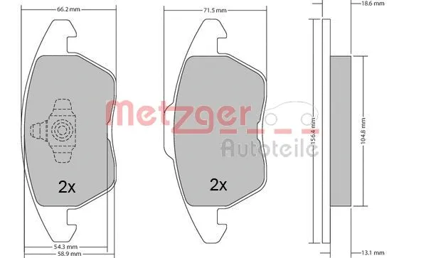 1170211 METZGER Комплект тормозных колодок, дисковый тормоз (фото 5)