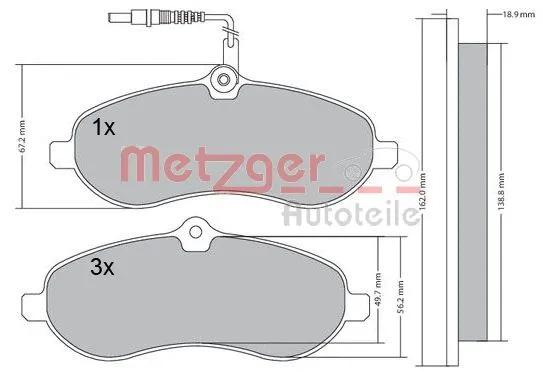 1170228 METZGER Комплект тормозных колодок, дисковый тормоз (фото 3)