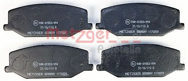 1170259 METZGER Комплект тормозных колодок, дисковый тормоз (фото 1)