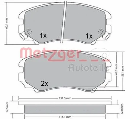 1170262 METZGER Комплект тормозных колодок, дисковый тормоз (фото 4)