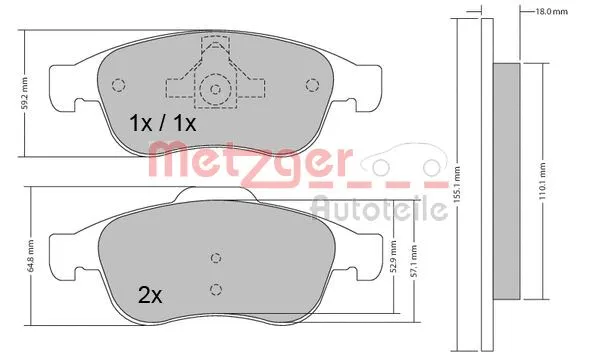 1170265 METZGER Комплект тормозных колодок, дисковый тормоз (фото 5)