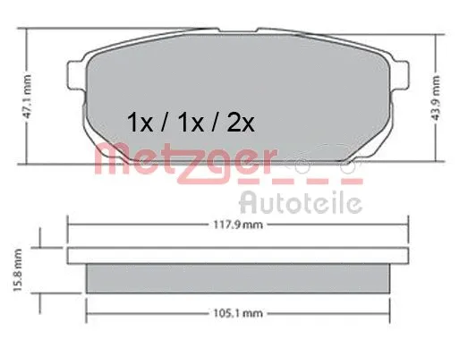 1170298 METZGER Комплект тормозных колодок, дисковый тормоз (фото 1)