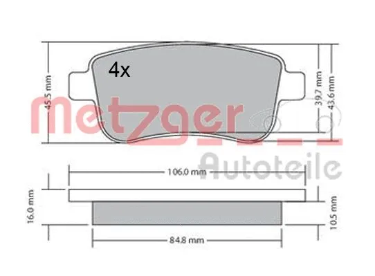 1170300 METZGER Комплект тормозных колодок, дисковый тормоз (фото 1)